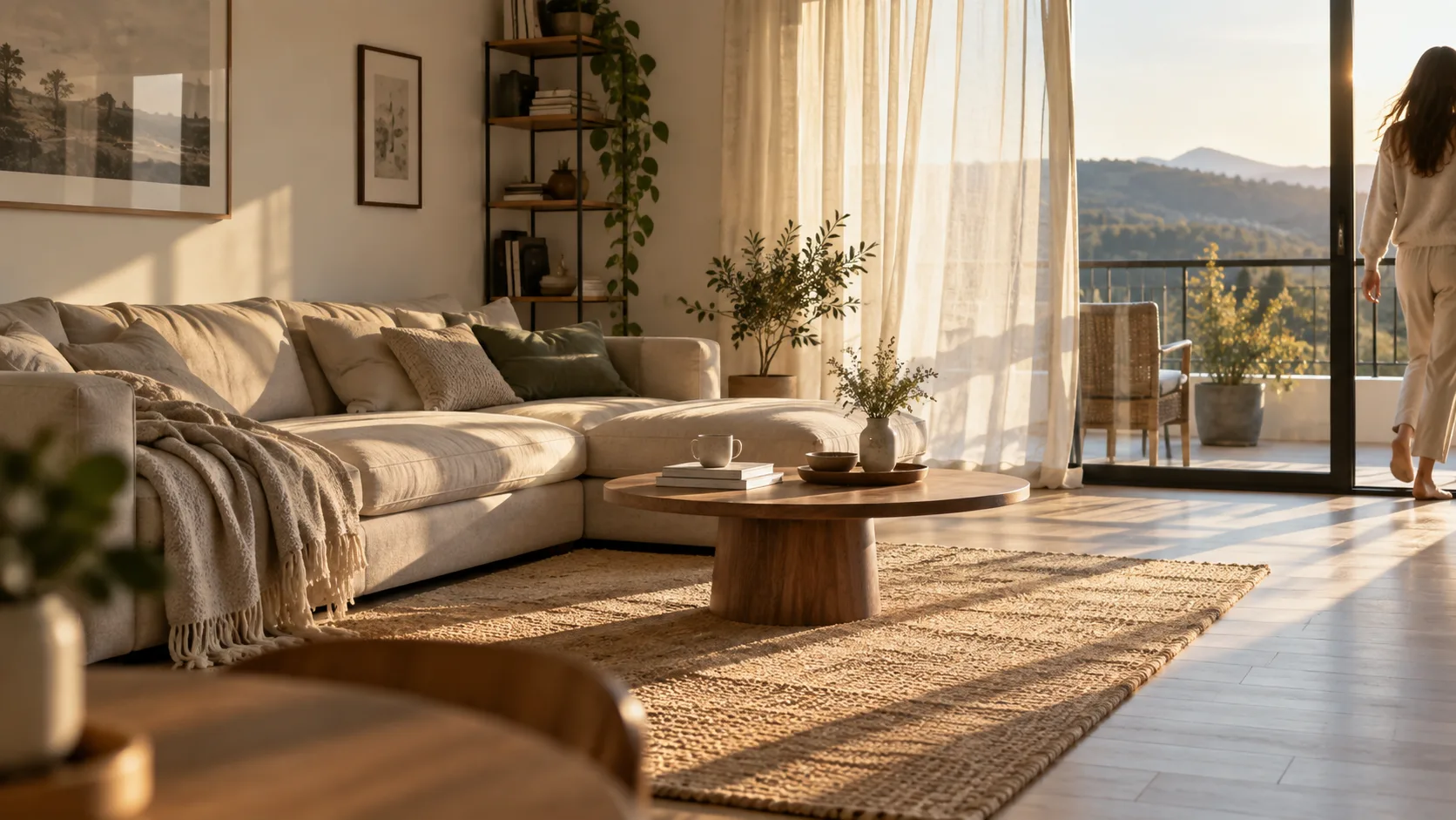 Living luminos și ordonat, pregătit pentru relaxare